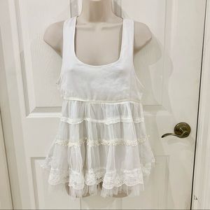 Papaya clothing white tulle tank top